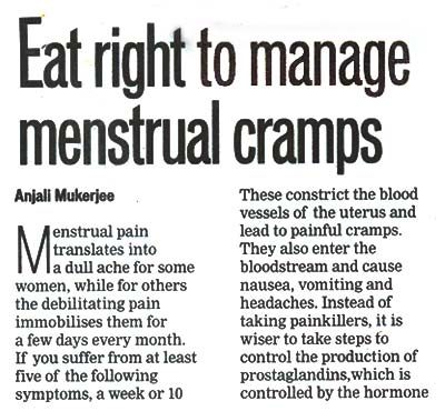 Eat right to manage menstrual cramps