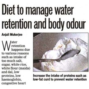 Diet to manage water retention and body odour