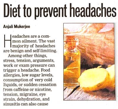 Diet to prevent headaches