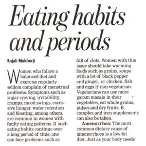 Eating habits and periods