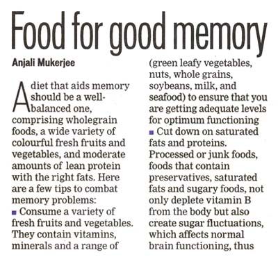 Food for good memory