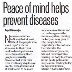 Peace of mind helps prevent diseases