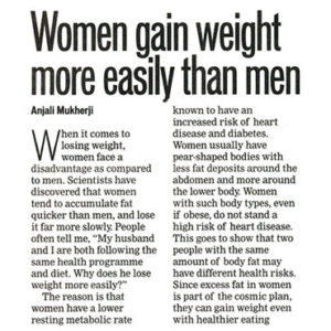 Women gain weight more easily than men