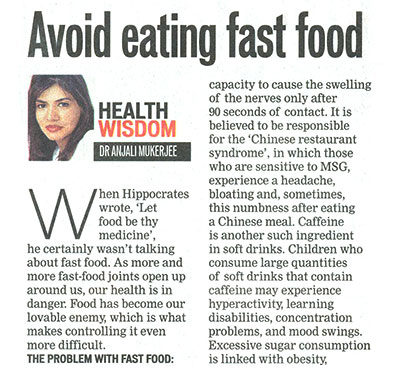 Avoid eating fast food