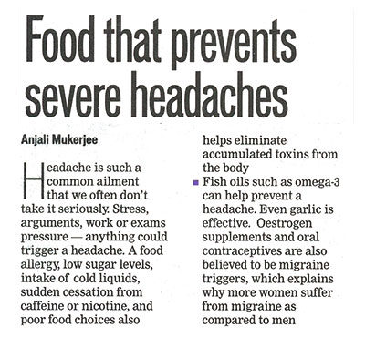 Food that prevents severe headaches