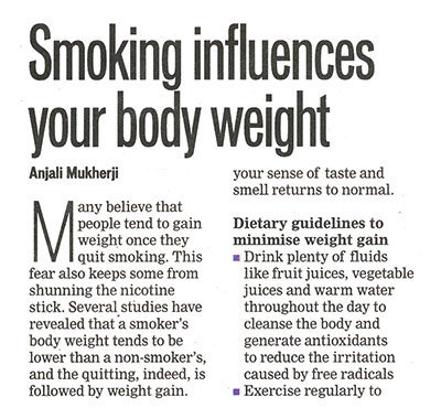 Smoking influences your body weight