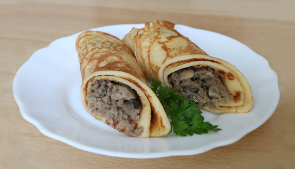 Green Pancakes with Mushroom