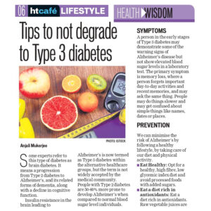 Tips to not degrade to Type 3 diabetes